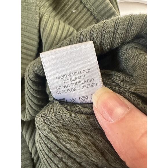 Lovers & Friends Army Green Square Neck Thin Strap Rib Knit Bodycon Mini Small - Picture 10 of 14